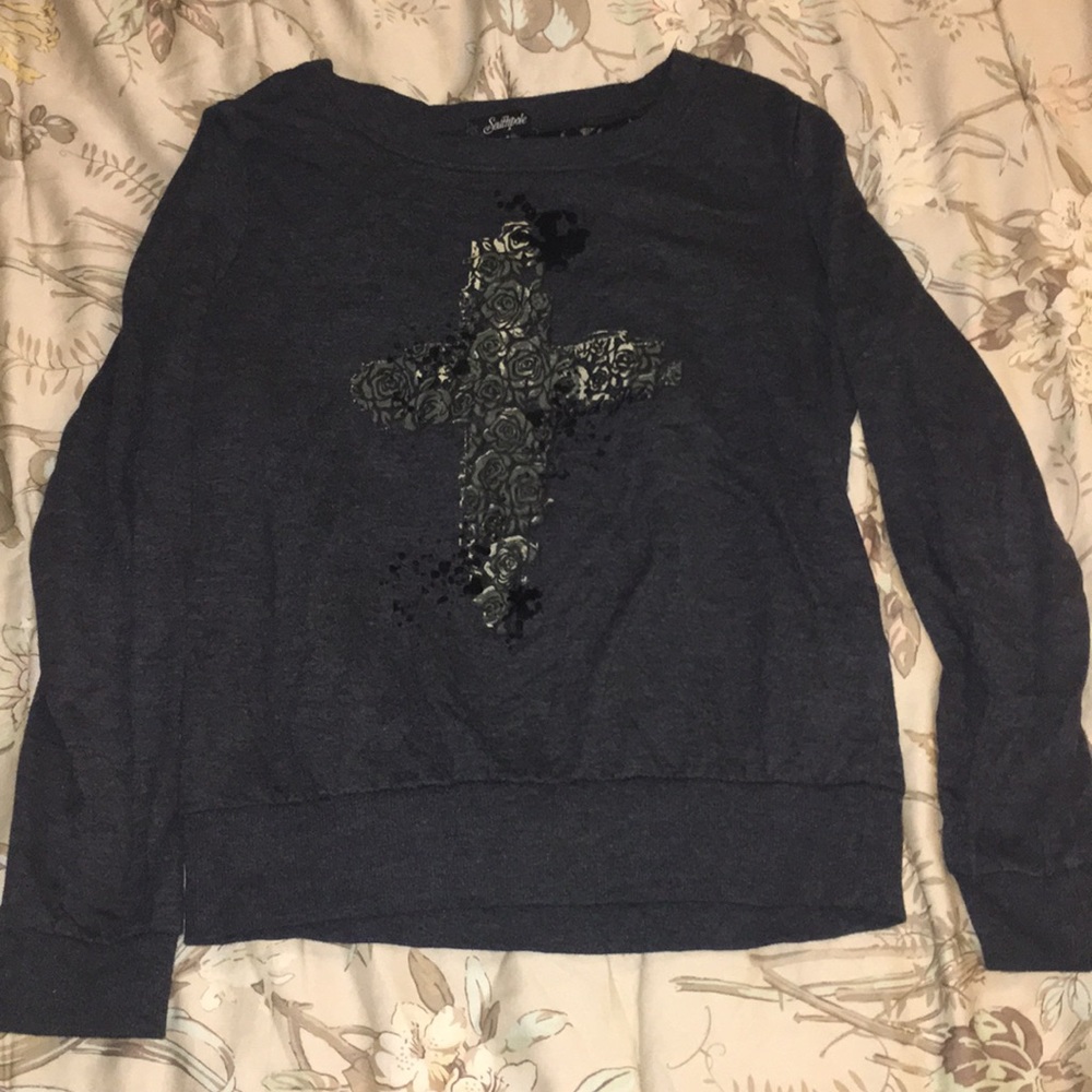 Cross and Flower Design Sweater